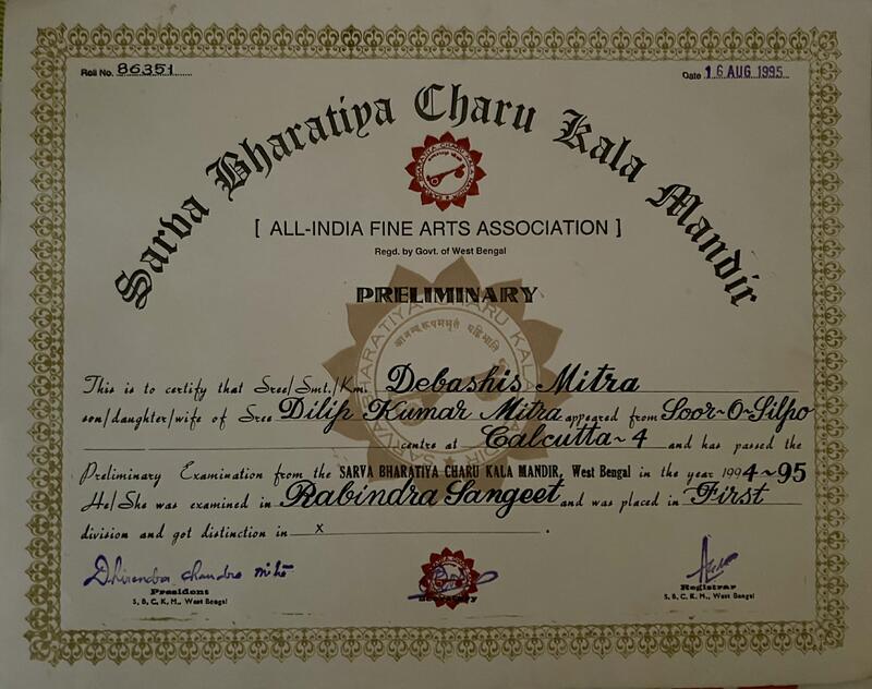 Rabindra Sangeet certificate, distinction