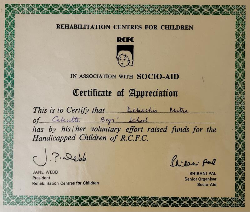RCFC volunteering certificate